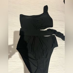 Aerie cutout wrap swimsuit. Black. Large. Excellent condition. Never worn.
